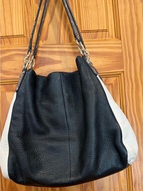 Coach Madison Phoebe, a hobo-style shoulder bag GUC python-printed leather trim